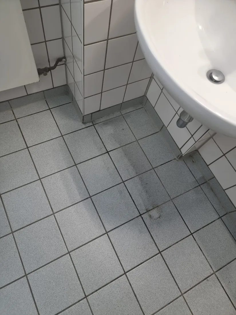 Fliesenboden im Sanitärbereich vorher