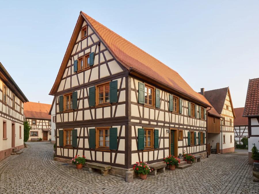Sanierte Fachwerkfassade
