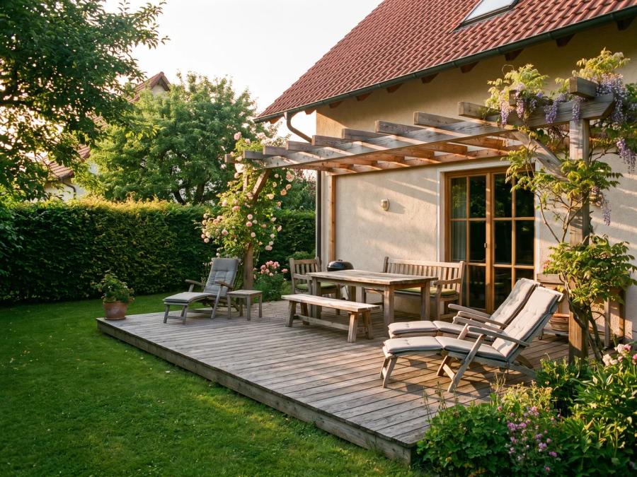 Terrasse mit Holzüberdachung